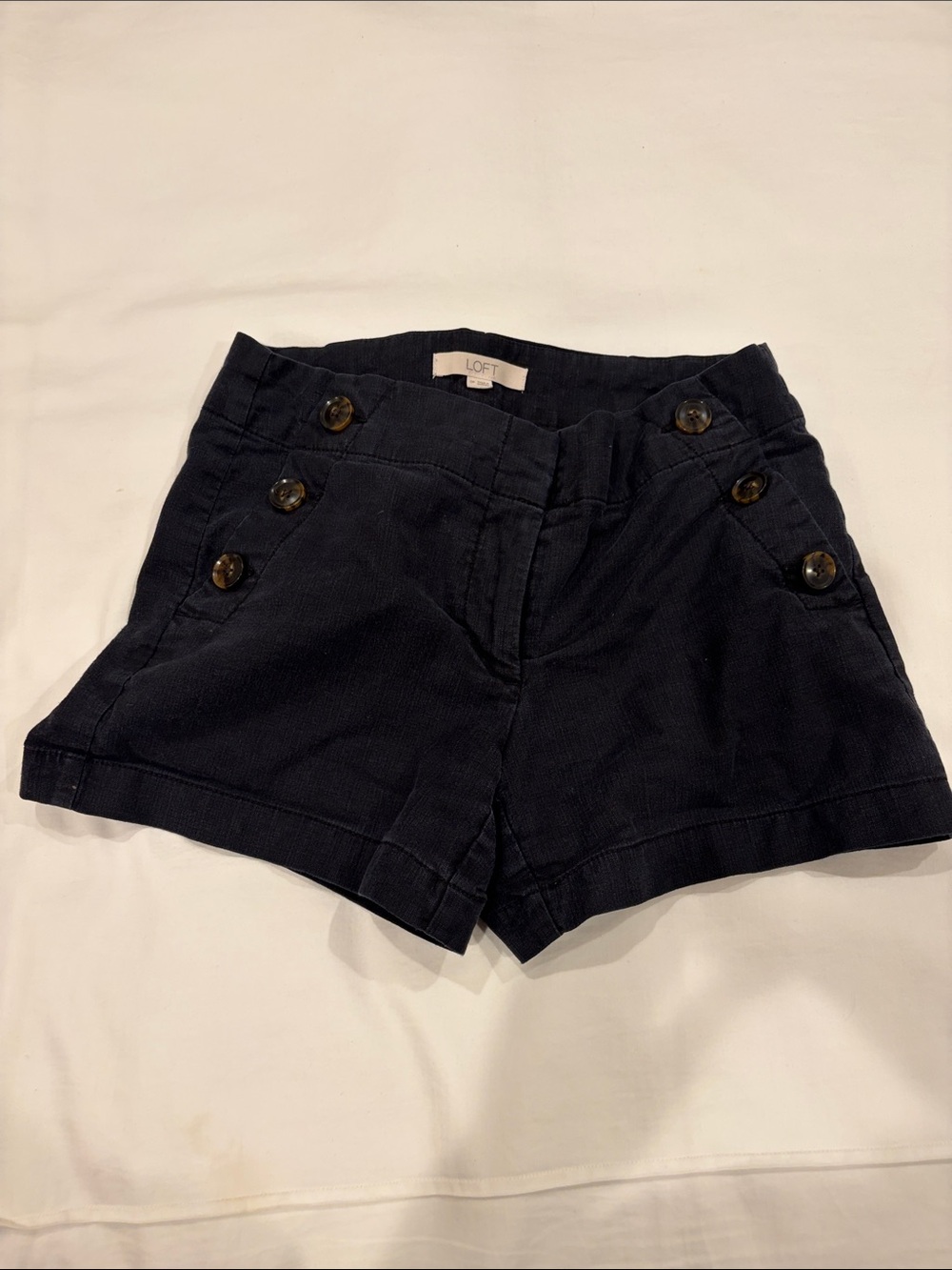 LOFT Black High-Waist Sailor Button Shorts